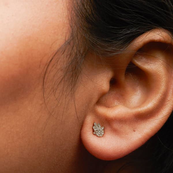 Haus of Brilliance 10kt. Yellow Gold Diamond Hamsa Stud Earrings
