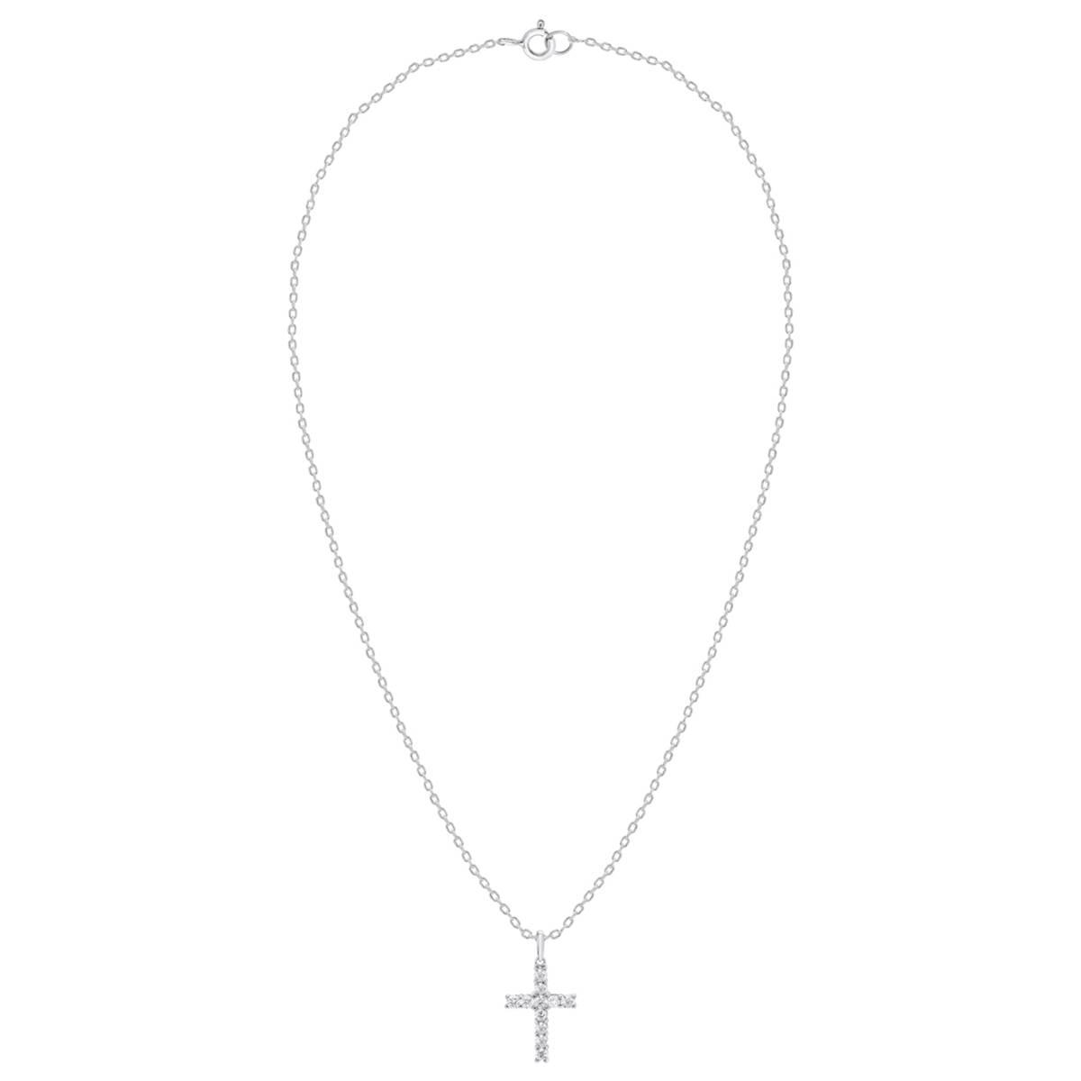 Nova Star® Sterling Silver Lab Grown Diamond Cross Pendant