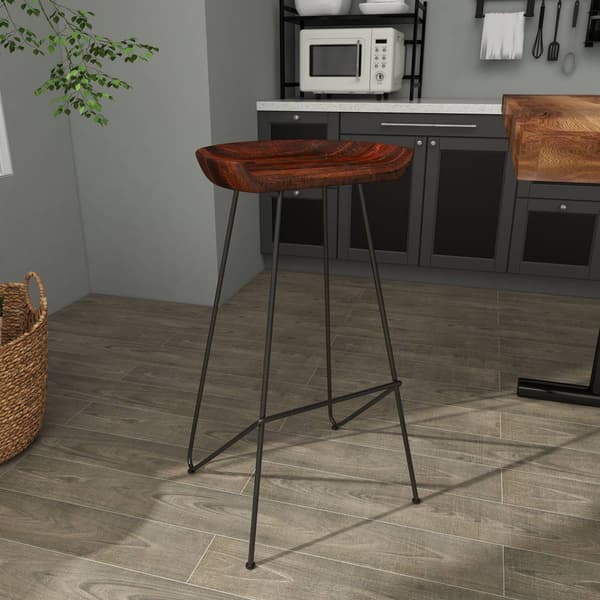 9th & Pike® Rustic Brown Metal Backless Bar Stool