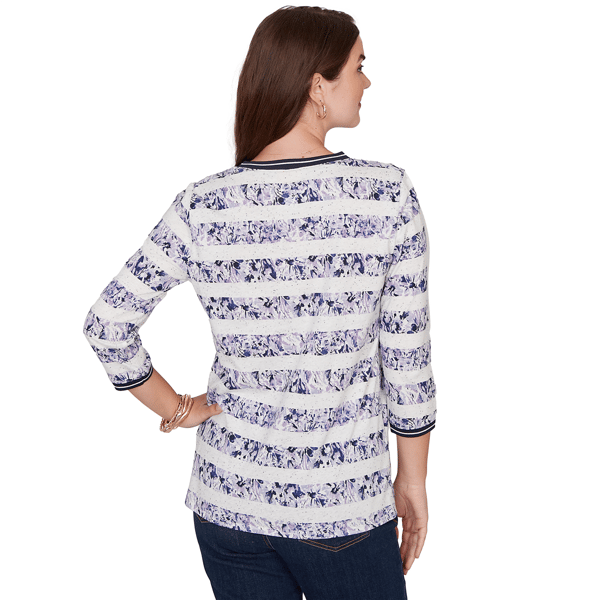 Petite Ruby Rd. Jetsetter Floral Chevron Knot Front Blouse