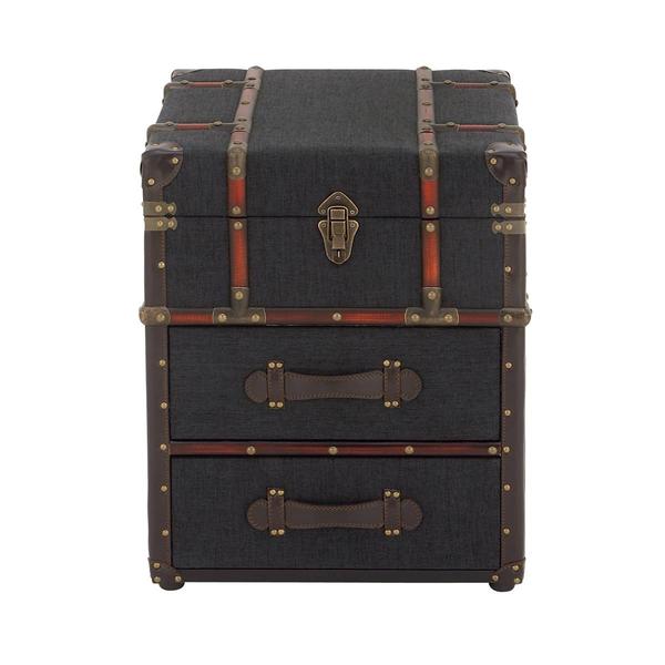 9th & Pike(R) Blue Wood and Linen Traditional Accent Table - image 