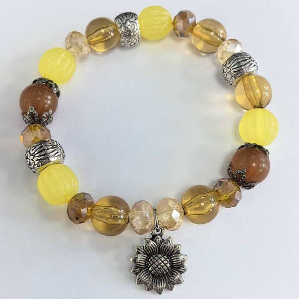 Beautiful Blessings Yellow Stretch Bracelet with Sunflower Charm - image 