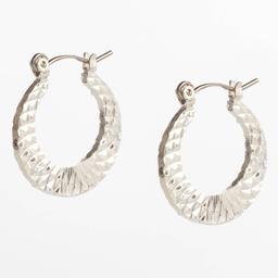 Design Collection Silver-Tone Textured Hoop Earrings