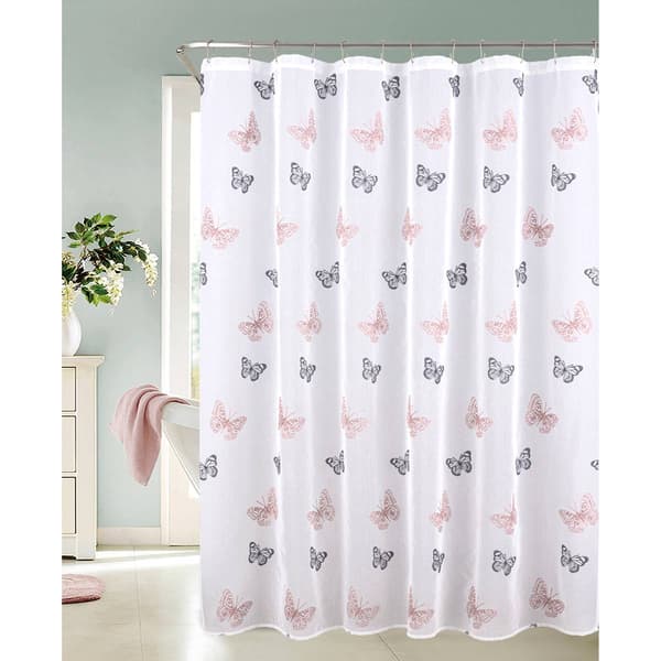 Butterfly Embroidered Shower Curtain - image 