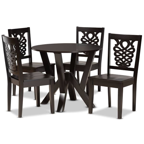 Baxton Studio Valda Walnut Brown Finished Wood 5pc. Dining Set - image 