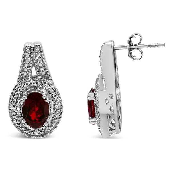 Haus of Brilliance Red Garnet & Diamond Accent Stud Earrings