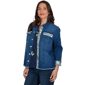 Womens Alfred Dunner Indigo Girls Floral Trim Denim Jacket - image 3