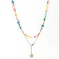 Ashley Pave Circle Pendant Layered Beaded Necklace - image 1