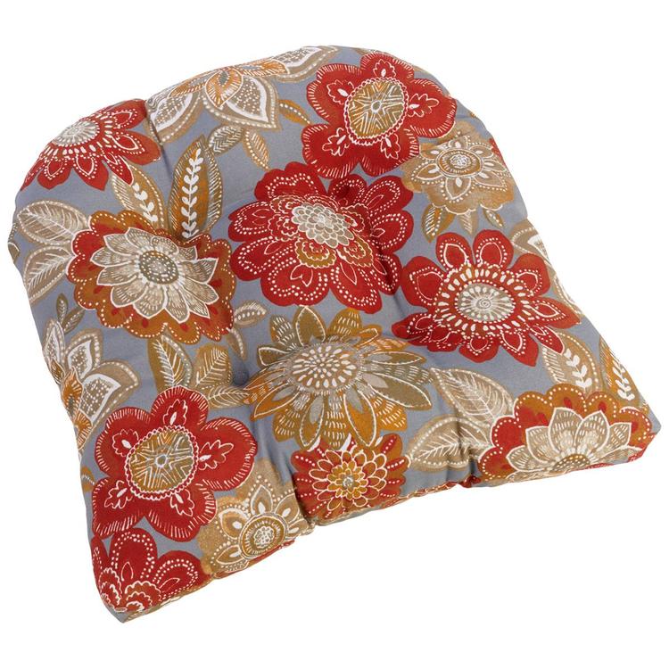 Jordan Manufacturing Floral Wicker Chair Cushion - Taupe