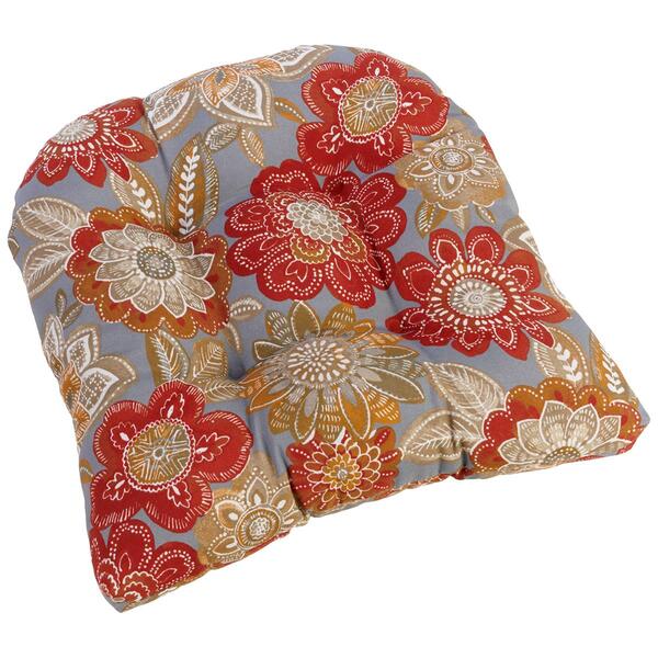 Jordan Manufacturing Floral Wicker Chair Cushion - Taupe - image 