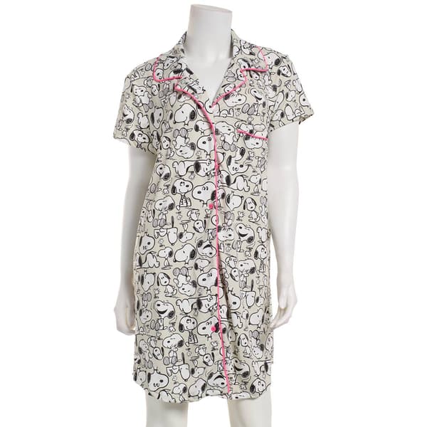 Womens Peanuts Short Sleeve Snoopy Laughing Nightshirt