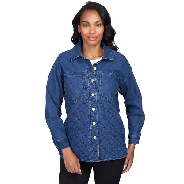 Plus Size Ruby Rd. Fall Wonders Quilted Wonder Denim Jacket