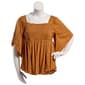 Juniors Plus Solid Eyelet Square Neck Smock Bodice Top - image 2
