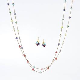 Ashley Cooper&#40;tm&#41; Gold-Tone Multi Color Bead Necklace & Earrings Set