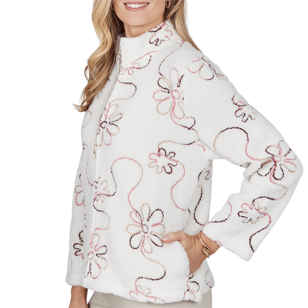 Womens Alfred Dunner Sunset Ridge Floral Sherpa Jacket