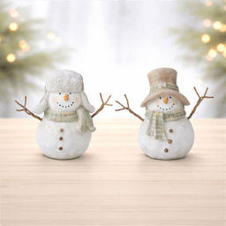 Melrose Glittered Snowman Figurine - Set of 2