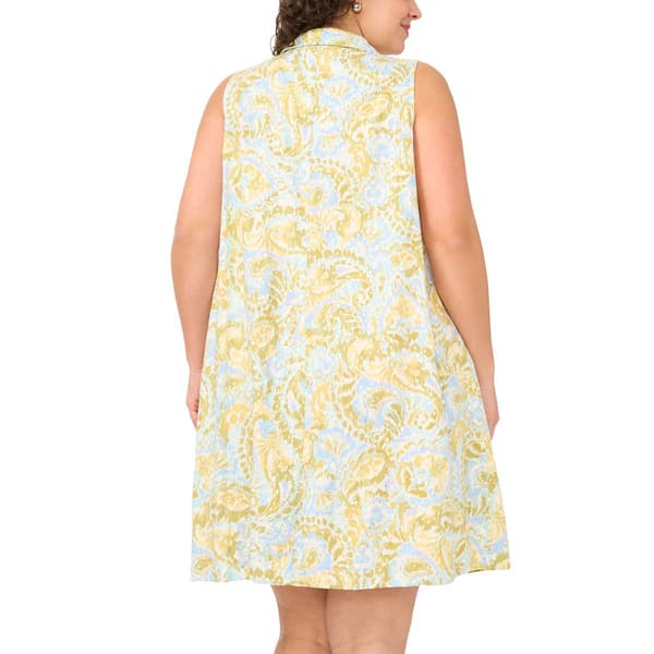 Plus Size MSK Sleeveless Paisley Button Front Shirtdress