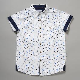 Boys &#40;4-7&#41; Distortion Short Sleeve Button Down Shirt - White
