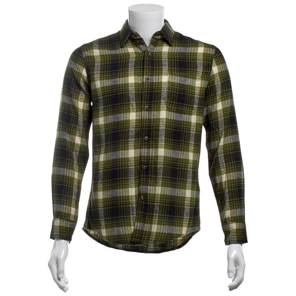 Mens Mountain Ridge Long Sleeve Flannel Shirt - Green/Black
