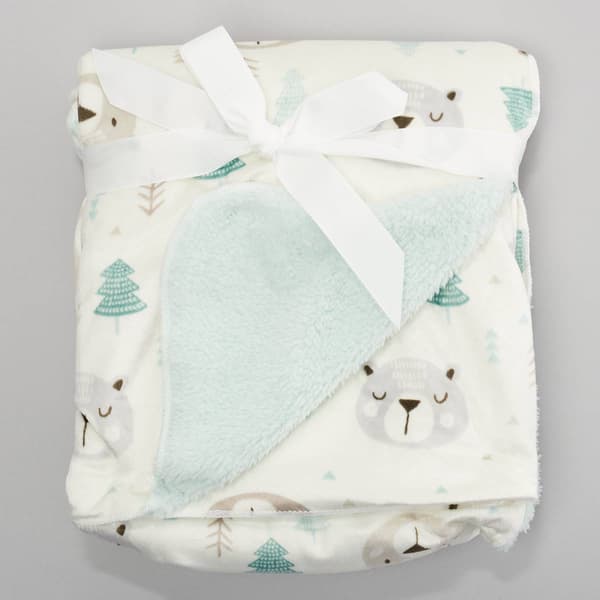 Rene Rofe&#40;R&#41; Bears & Trees Plush Reversible Sherpa Blanket - image 