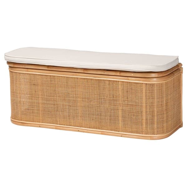 bali & pari Ishana Bohemian Natural Rattan Storage Bench - image 
