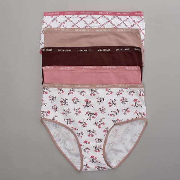 Womens Laura Ashley® 5pk. Brief Panties with Logo - LS9221-5PKRJ