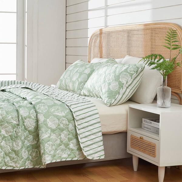 FreshFolds 3pc. Simple Seashell Coastal Microfiber Quilt Set - image 