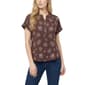 Petite NY Collection Short Sleeve 1/4 Button Floral Blouse - image 1