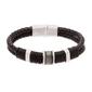 Mens Creed Stainless Steel Black Leather Band Bracelet - image 1