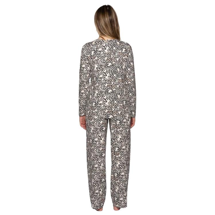 Womens HUE® Long Sleeve White Asparagus Timeless Pajama Set