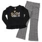Girls &#40;7-12&#41; Sweet Butterfly Plaid Flare Leggings Set - Black - image 1