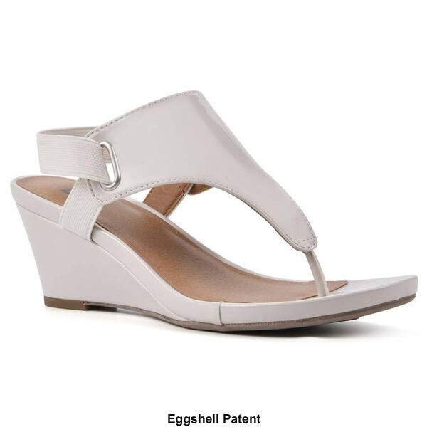 Womens White Mountain All Dres Patent Wedge Sandals