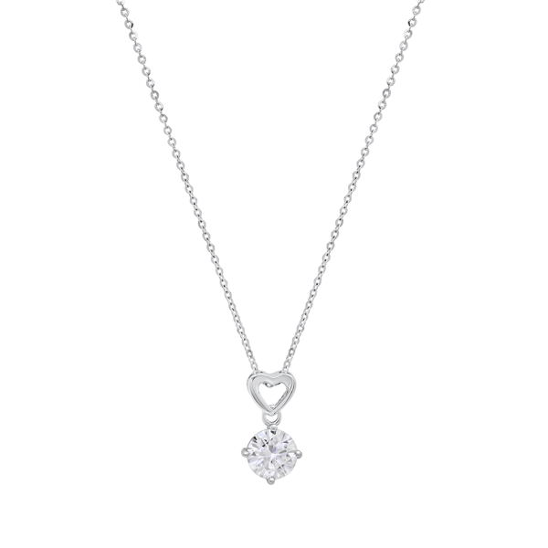 Saffron 1ctw. Moissanite Diamond Heart Drop Pendant Necklace