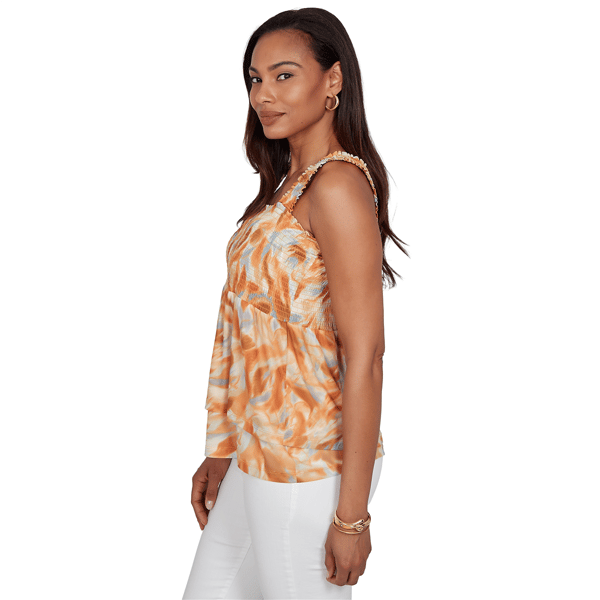 Womens Skye’s the Limit Summer Spice Sleeveless Smocked Blouse