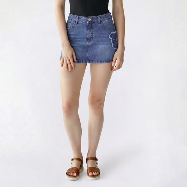 Juniors No Comment Low Rise Self Applique Skort - Baby Blue