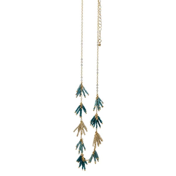Ashley Cooper(tm) Blue/Champagne Seed Bead Necklace - image 