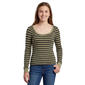 Juniors No Comment Long Sleeve Stripe Round Neck Top - image 1