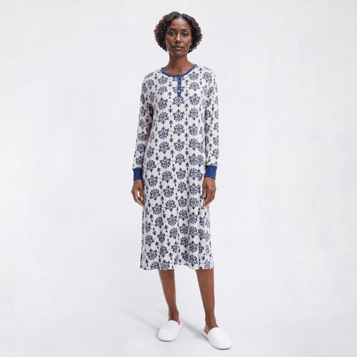 Plus Size Rene Rofe(R)  Long Sleeve Damask Printed 42 Sleepgown