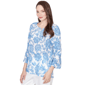 Womens Hearts of Palm Embraceable Blue Floral Crinkle Blouse - image 3