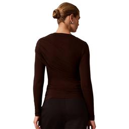 Womens Calvin Klein Long Sleeve High Neck Wrapover Blouse