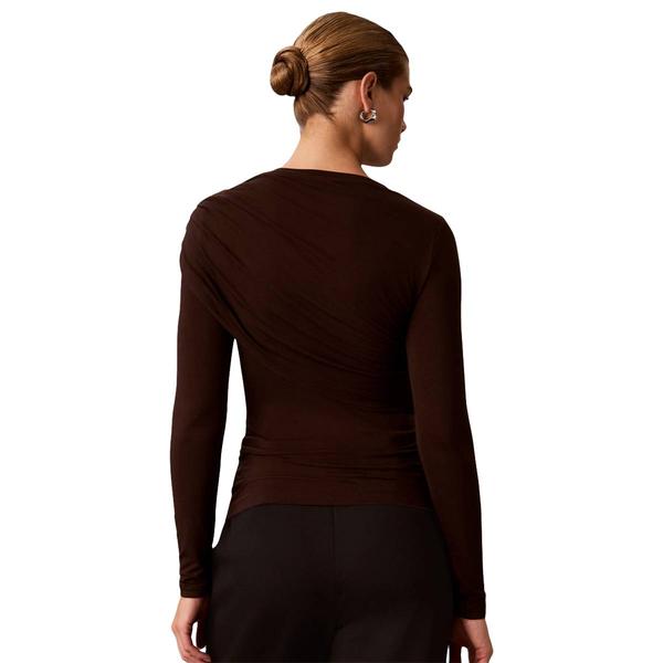 Womens Calvin Klein Long Sleeve High Neck Wrapover Blouse