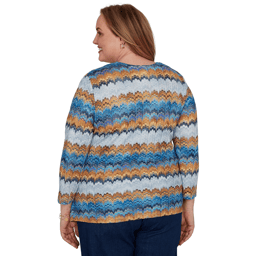 Plus Size Alfred Dunner Tuscany Two In One Abstract Stripe Blouse