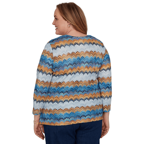 Plus Size Alfred Dunner Tuscany Two In One Abstract Stripe Blouse