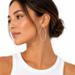 Saffron 50mm Stainless Steel Polished Round Bottom Hoop Earrings - image 3