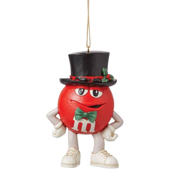 Jim Shore M&M''S Red Character in Hat Hanging Christmas Ornament - image 