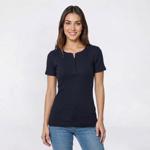 Womens Architect® Short Sleeve Ribbed Henley Tee