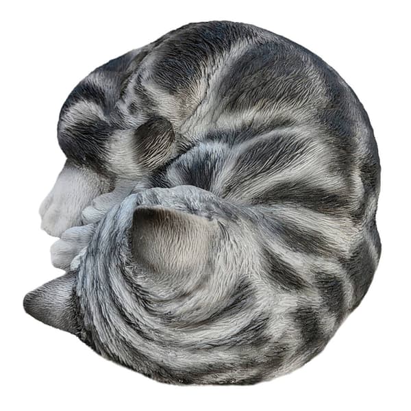 Hi-Line Gift Enchanting Black Sleeping Kitten Garden Statue