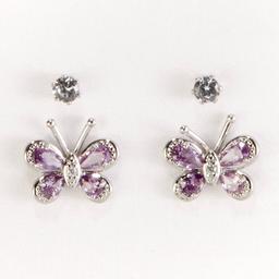 Duo Amethyst Cubic Zirconia Earrings Set