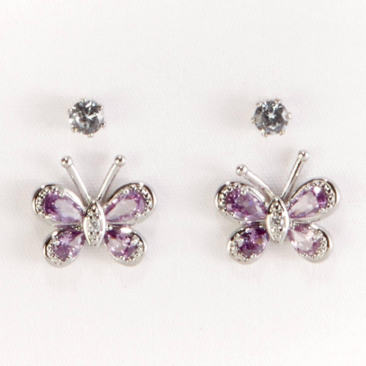 Duo Amethyst Cubic Zirconia Earrings Set