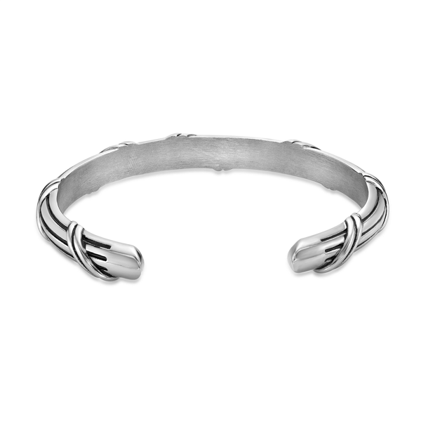 Mens Lynx Matte Finish Stainless Steel Cuff Bangle Bracelet